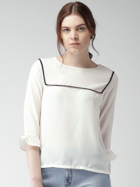 

Mast & Harbour Women Off-White Solid Top