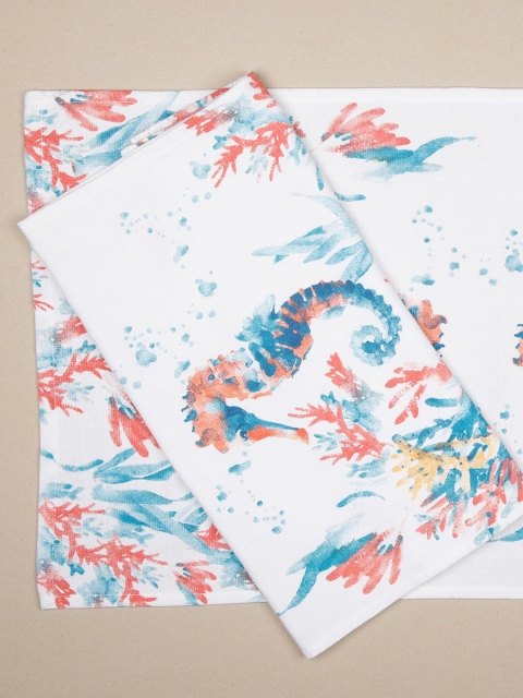 

Ariana Pack Of 2 White & Blue Printed 144 GSM Cotton Kitchen Towel