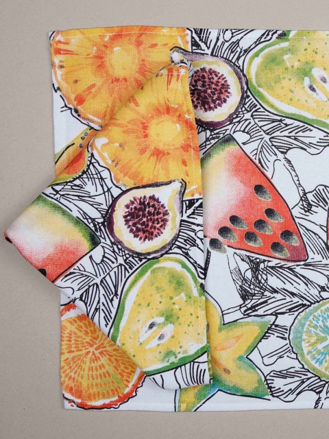 

Ariana Set Of 2 Printed 144 GSM Cotton Kitchen Towels, White