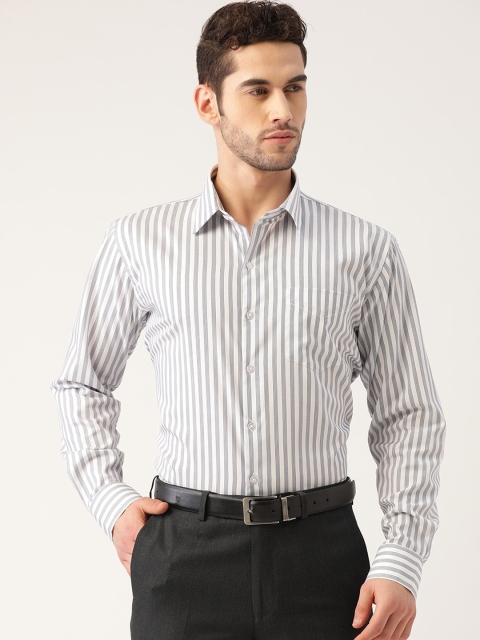 

Hancock Men White Slim Fit Striped Formal Shirt