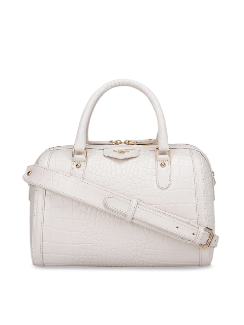 

Da Milano Off White Textured Leather Structured Handheld Bag