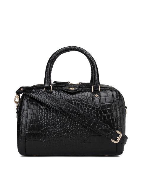 

Da Milano Black Leather Structured Handheld Bag with Quilted