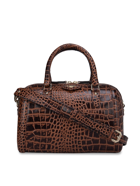 

Da Milano Brown Textured Leather Structured Handheld Bag