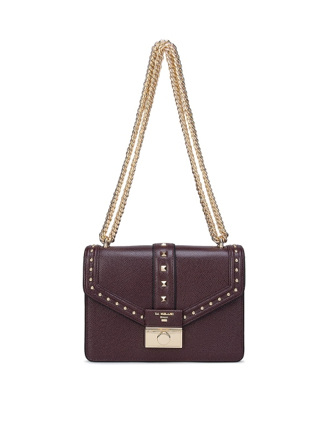 

Da Milano Burgundy Embellished Leather Structured Sling Bag