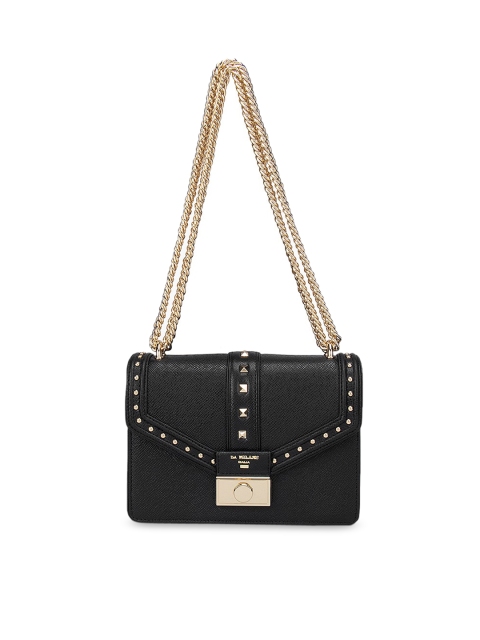

Da Milano Women Black Embellished Leather Structured Shoulder Bag