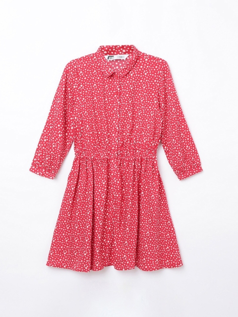 

Fame Forever by Lifestyle Girls Red & White Printed Viscose Rayon Shirt Dress