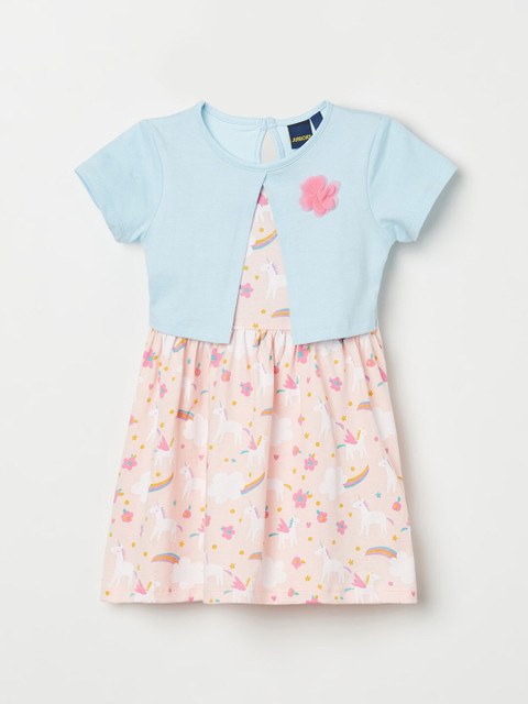 

Juniors by Lifestyle Blue Floral Printed A-Line Dress
