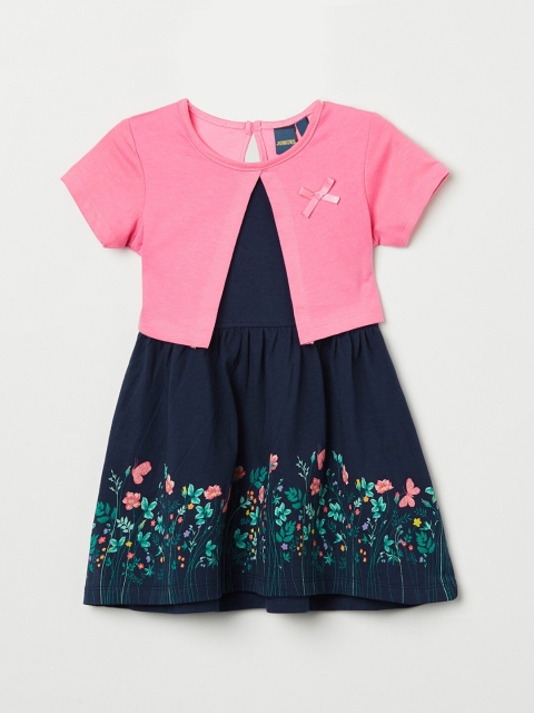 

Juniors by Lifestyle Girls Navy Blue & Pink Floral Dress