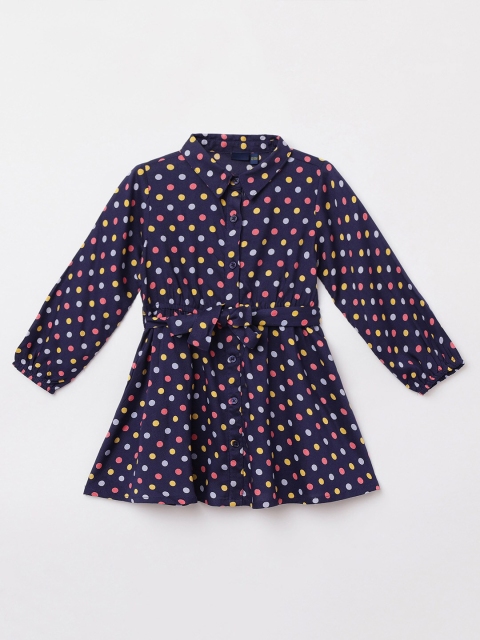 

Juniors by Lifestyle Girls Navy Blue Polka Dots Dress