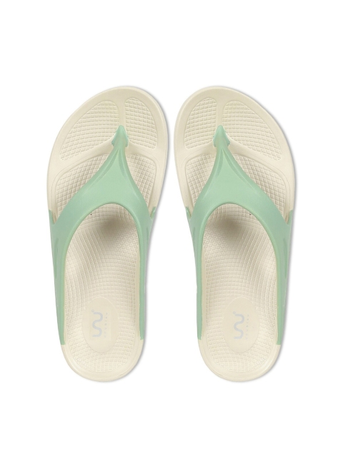 

Doubleu Women Green & Beige Rubber Thong Flip-Flops