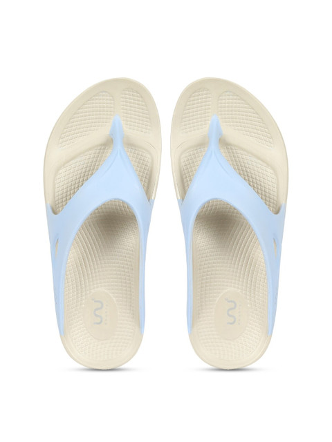 

Doubleu Women Blue & Beige Rubber Thong Flip-Flops