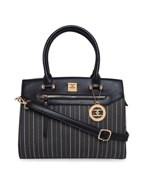 

ESBEDA Black Striped Structured Handheld Bag