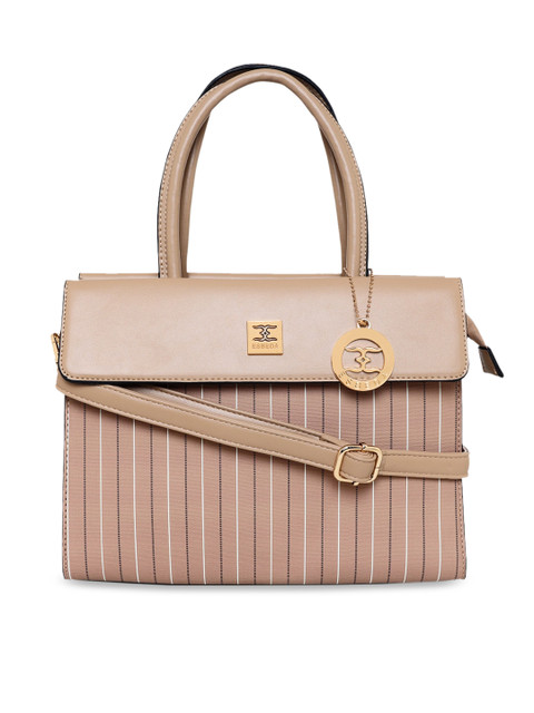 

ESBEDA Beige Striped PU Structured Handheld Bag