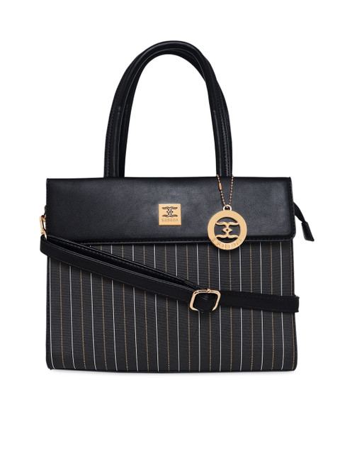 

ESBEDA Black Striped PU Structured Handheld Bag