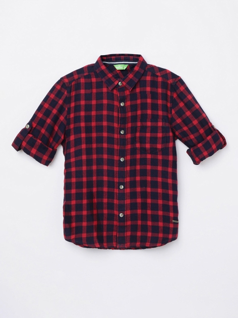 

Bossini Boys Red Buffalo Checked Casual Organic Cotton Shirt