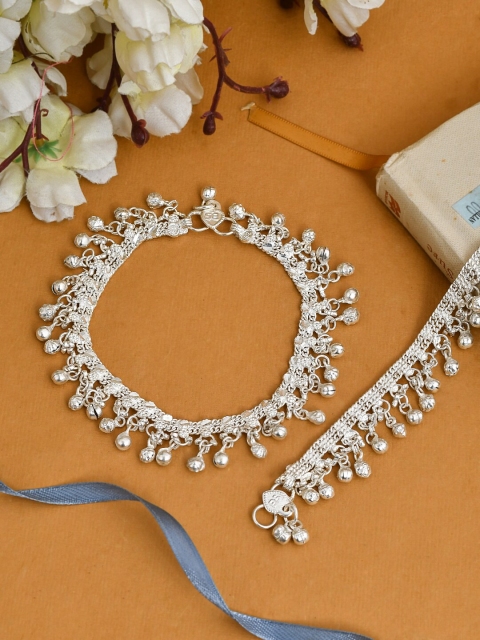 

Silvermerc Designs Set Of 2 Silver-Plated & Ghungroo Beaded Anklet