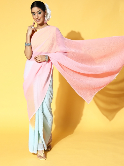 

Mitera Colourblocked Saree, Pink