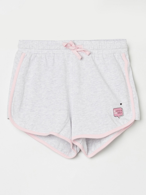 Fame Forever by Lifestyle Girls Grey Melange Pure Cotton Shorts