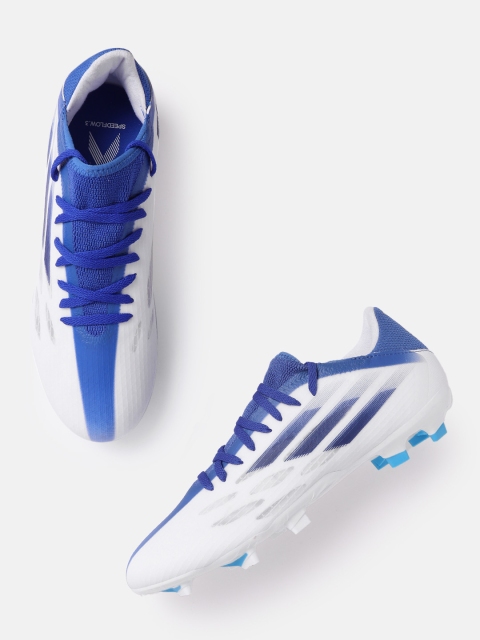 

ADIDAS Unisex White & Blue Striped X Speed Flow.3 Firm Ground Football Shoes