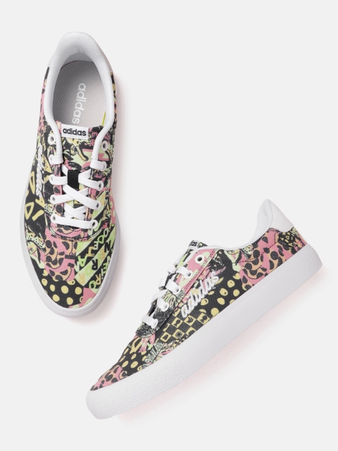 

ADIDAS Women Black & Peach-Coloured Printed Farm X VULC RAID3R Skateboarding Shoes