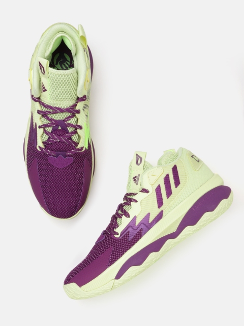 

ADIDAS Unisex Purple & Lime Green Woven Design Dame 8 Sustainable Basketball Shoes