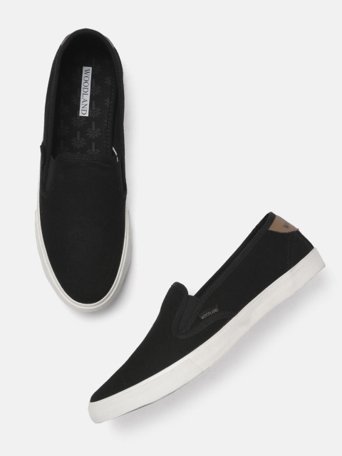 

Woodland Men Black Solid Slip-On Sneakers