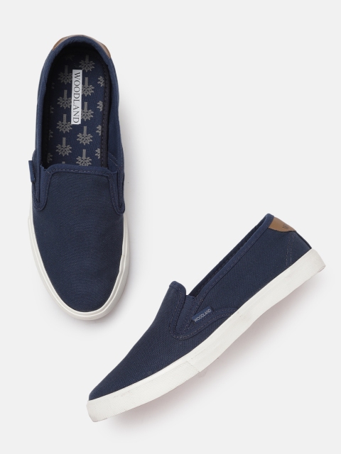 

Woodland Men Navy Blue Solid Slip-On Sneakers