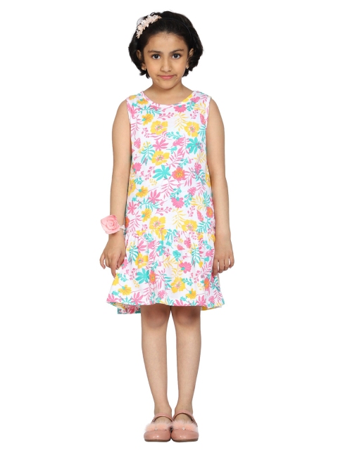 

KiddoPanti White Floral A-Line Dress