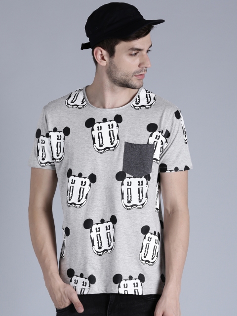 

Kook N Keech Disney Men Grey Melange Printed Round Neck T-shirt