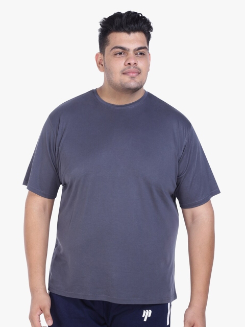 

Santonio Men Plus Size Grey Cotton T-shirt