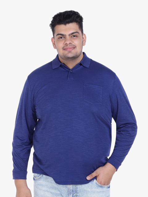 

Santonio Men Navy Blue Striped High Neck Pockets T-shirt