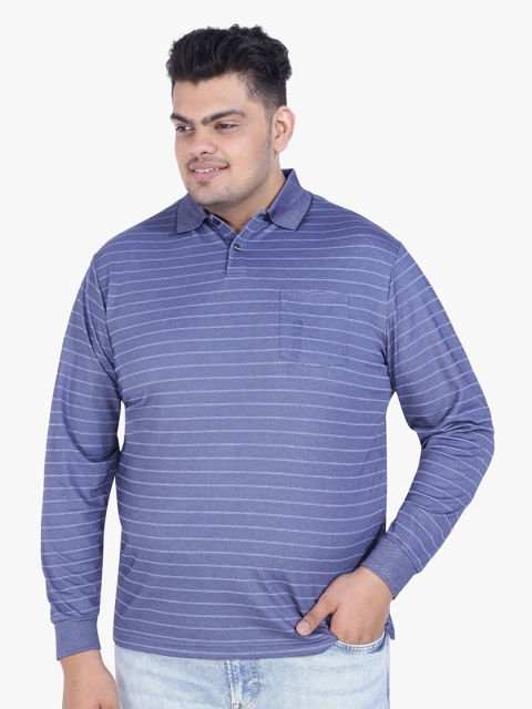 

Santonio Men Grey Striped Polo Collar Pockets T-shirt
