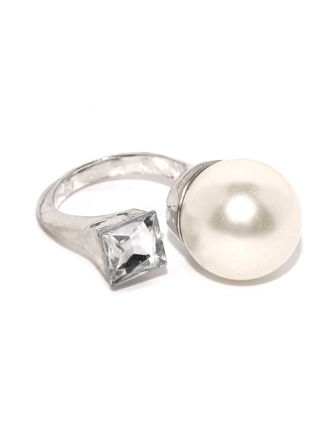 

Anouk Silver-Toned Embellished Open-Ended Ring
