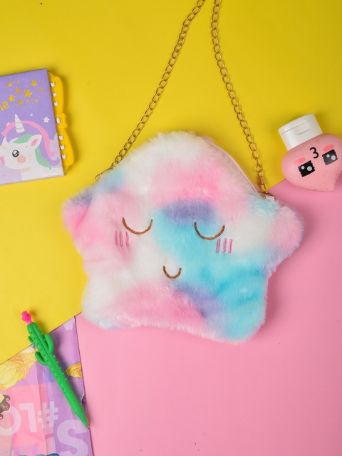 

POPLINS Pink Colourblocked Structured Faux Fur Sling Bag