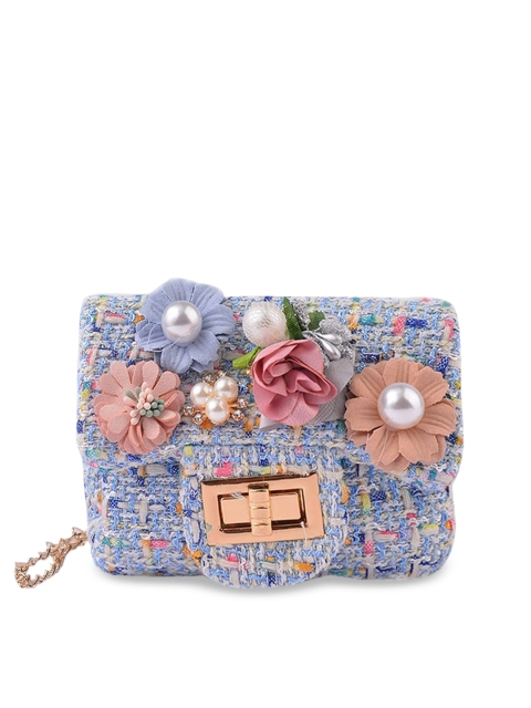 

POPLINS Blue Embellished Structured Sling Bag