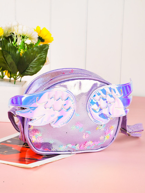 

POPLINS Purple PU Structured Sling Bag with Applique