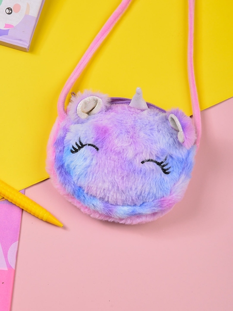 

POPLINS Purple Structured Faux Fur Sling Bag