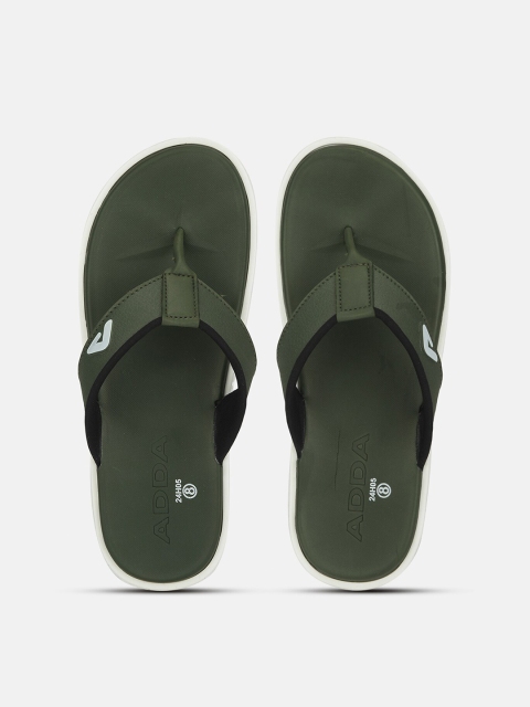 

Adda Men Olive Green & White Rubber Thong Flip-Flops