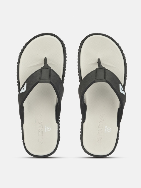 

Adda Men Grey & Black Self Design Rubber Thong Flip-Flops