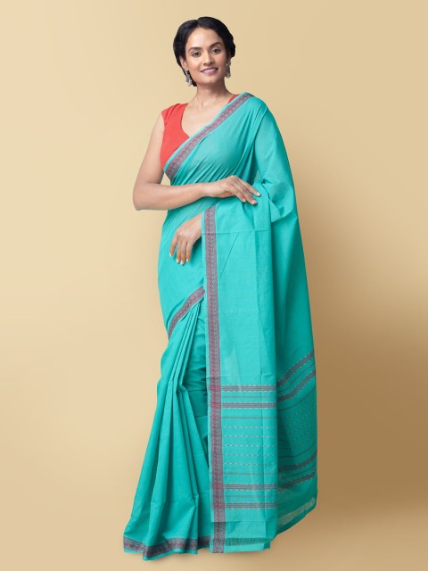 

Unnati Silks Green & Maroon Woven Design Pure Cotton Handloom Venkatgiri Saree