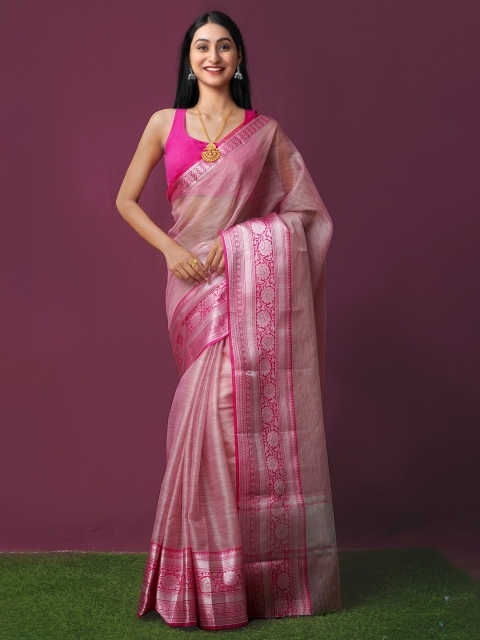 

Unnati Silks Pink Woven Design Tissue Kota Saree