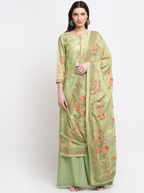 

Stylee LIFESTYLE Green & Red Printed Unstitched Dress Material