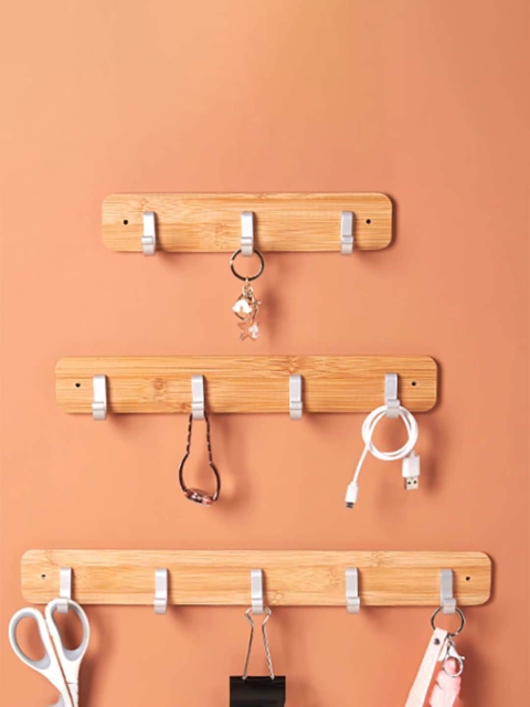 

MARKET99 5 Screw Hooks Aluminum Bar, Brown