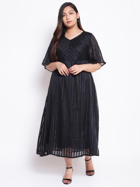 

Amydus Women Plus Size Black Smocked Party Maxi Dress