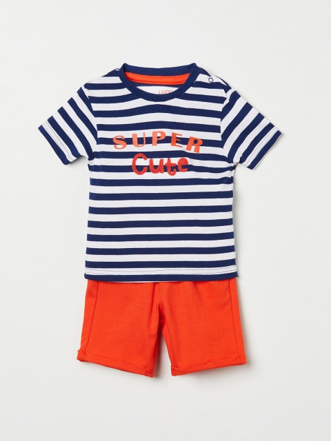 

Juniors by Lifestyle Boys Blue & Orange Printed T-shirt & Short Co-ord Set