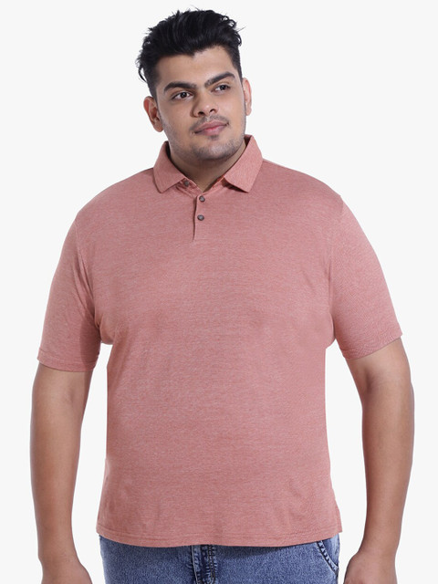 

Santonio Men Plus Size Pink Polo Collar Pure Cotton T-shirt