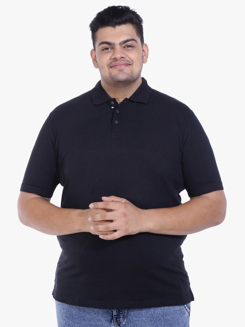 

Santonio Men Plus Size Black Polo Collar Pure Cotton T-shirt