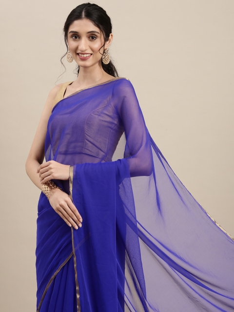

KALINI Women Navy Blue Solid Gotta Patti Saree