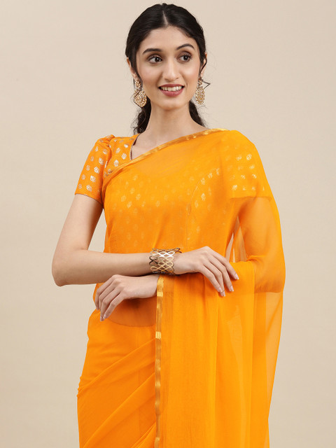 

KALINI Women Yellow Solid Gotta Patti Saree