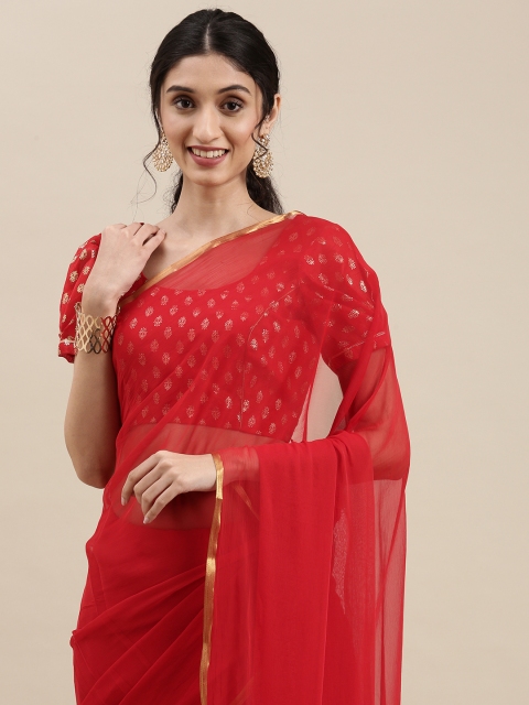 

KALINI Women Red Solid Gotta Patti Saree